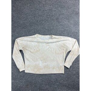 ROXY Current Mood Sweater Women's XS Beige Spiral Tie Dye Crew Pullover